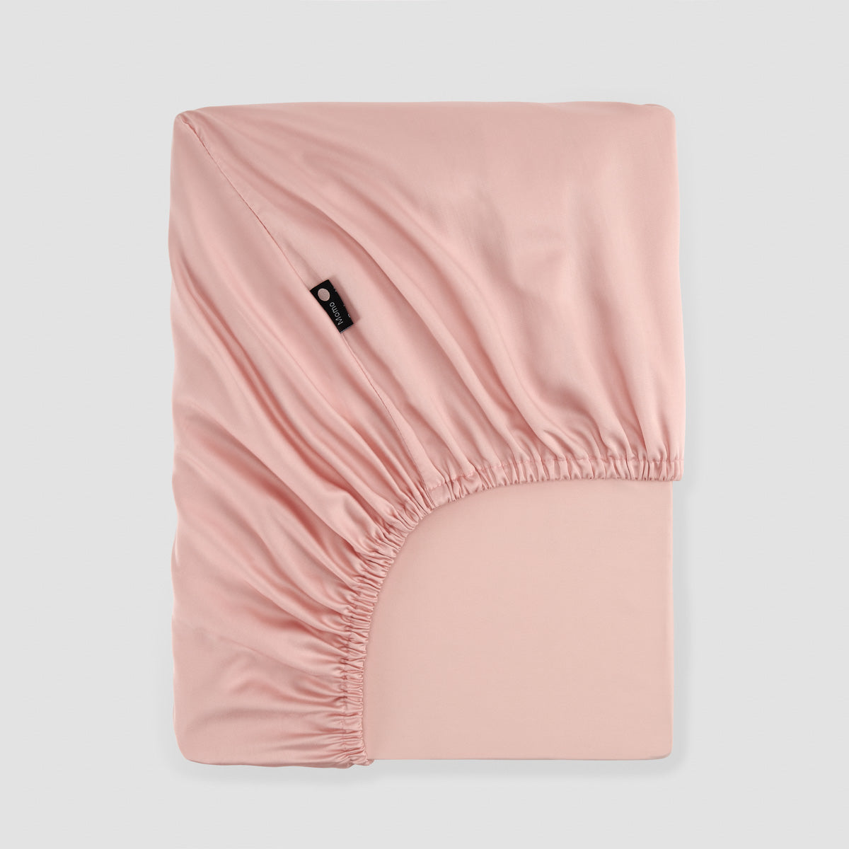 Lençol de baixo ajustável rosa bambu by Momo Cotton – tecido de cetim 300 fios, suave, respirável e sustentável.