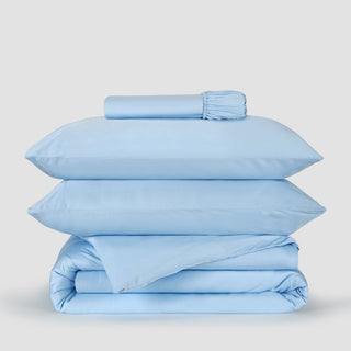 Momo Cotton Sky Blue Bamboo Duvet Cover Set – 300 thread satin, soft, breathable and sustainable.