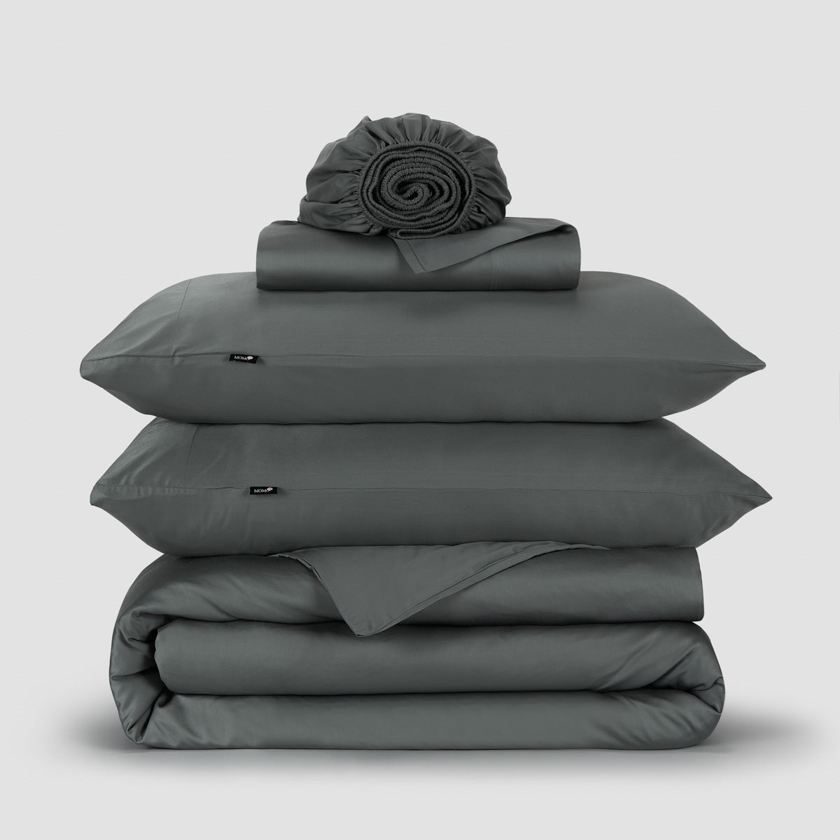 Jogo Capa de Edredão roupa de cama cinzento bambu by Momo Cotton – tecido de cetim 300 fios, suave, respirável e sustentável.