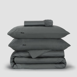 Grey Bamboo Duvet Cover Bedding Set by Momo Cotton – 300 thread count satin, soft, breathable and sustainable.