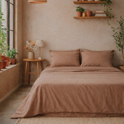 bamboo flat sheet  set brown